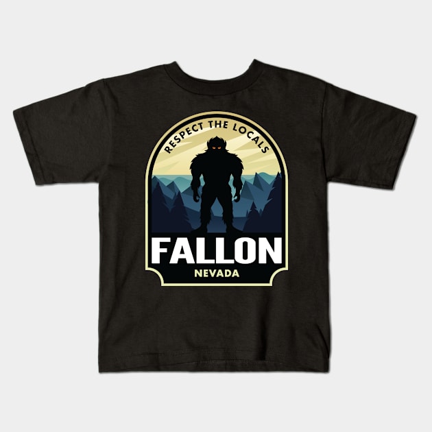 Fallon Nevada Bigfoot Sasquatch Kids T-Shirt by HalpinDesign